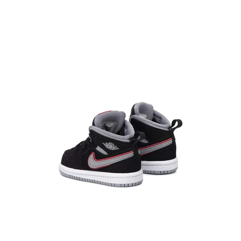 Jordan 1 Mid Black Particle Grey Gym Red TD-3