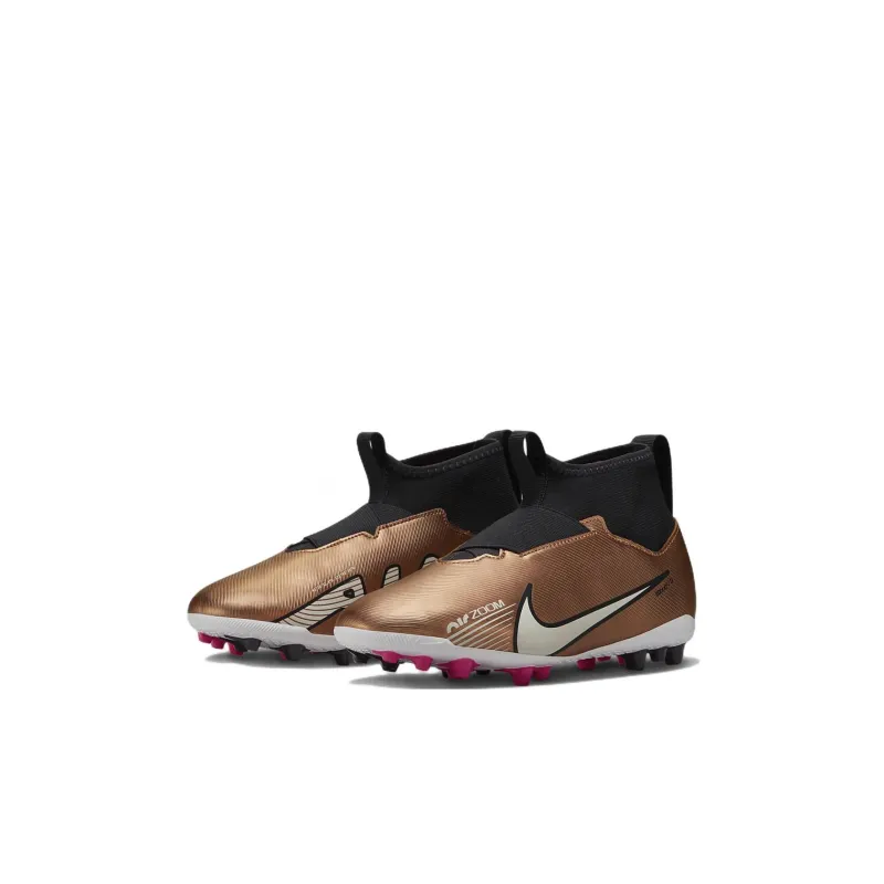 Nike Mercurial Superfly 9 Slip Resistant Cushioning Abrasion Resistant Mid Top Kids' Soccer Shoes Metal Copper Kids'-2