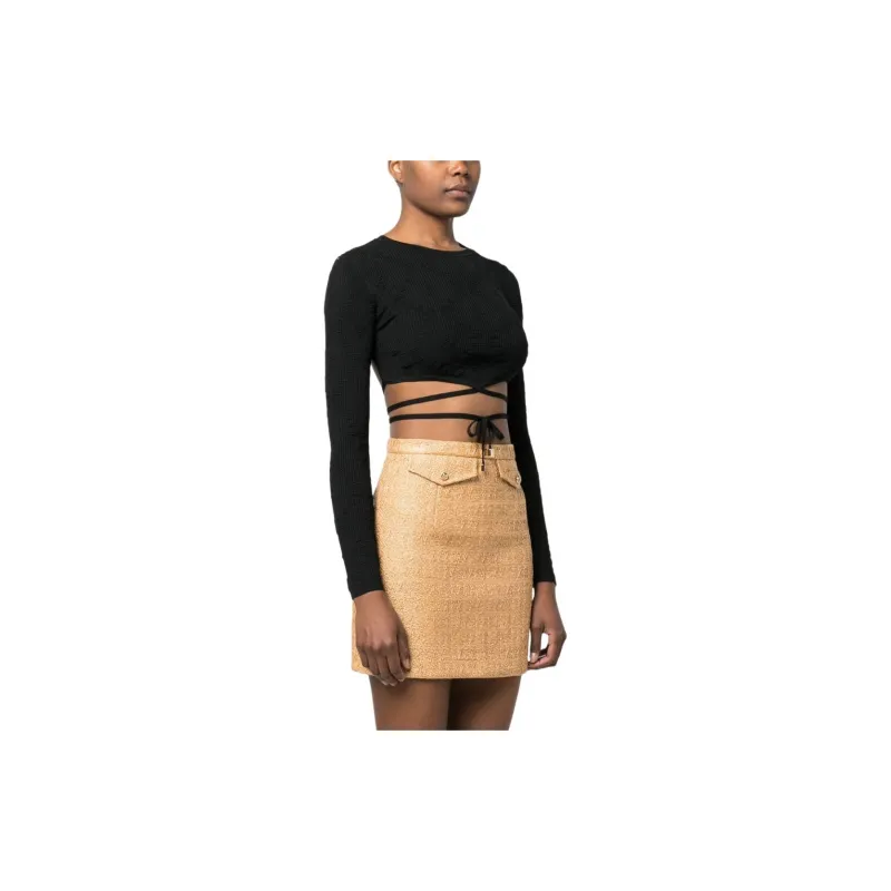 Elisabetta Franchi Tie detailed Cropped T shirt-3
