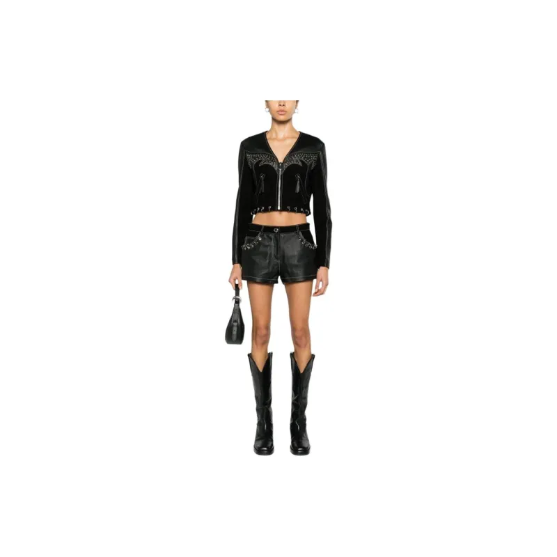 PINKO Eyelet detailed Leather Jacket-1