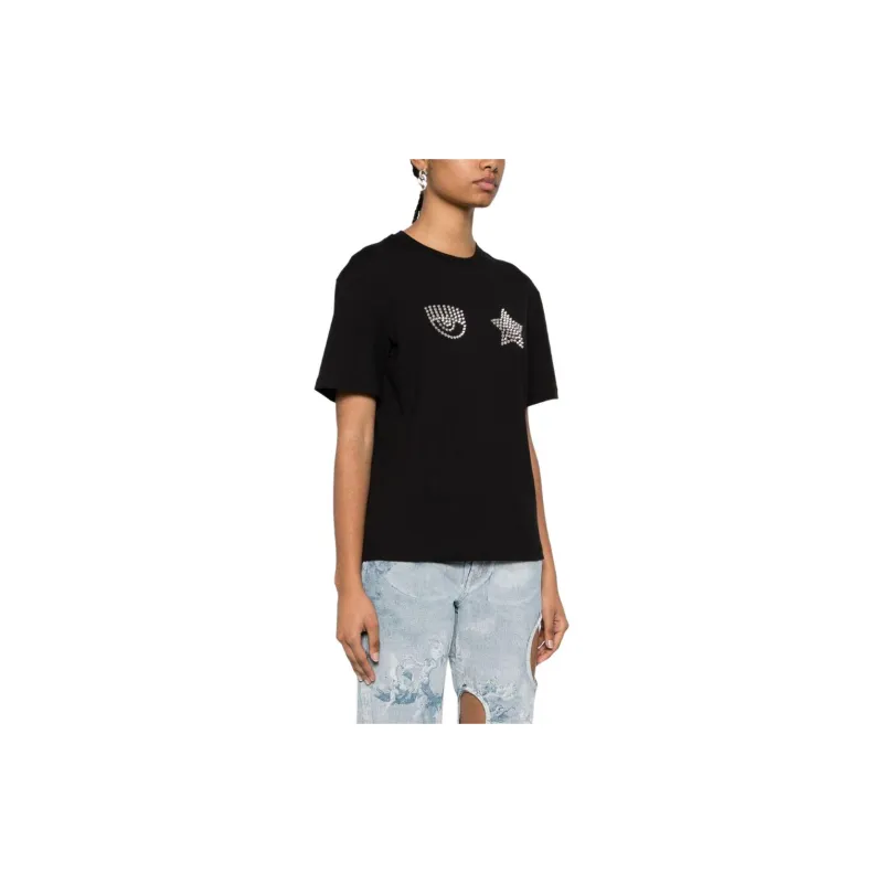 CHIARA FERRAGNI Eyelike motif Cotton T shirt-3