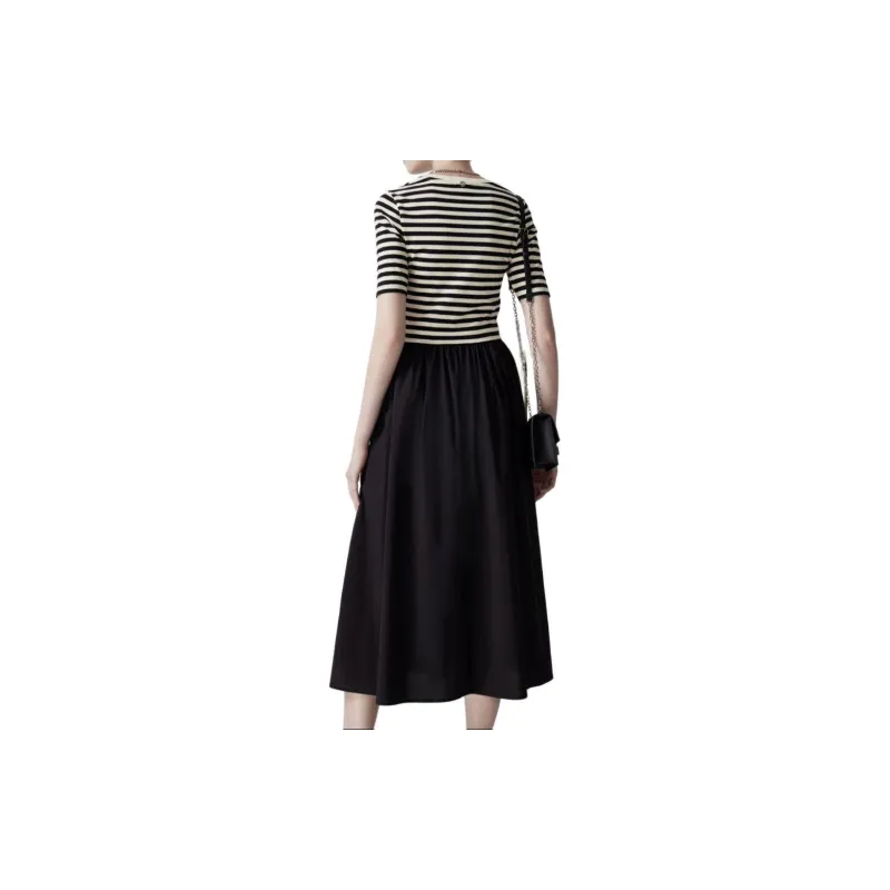 DKNY Short Sleeved Dress Women's Black White-2