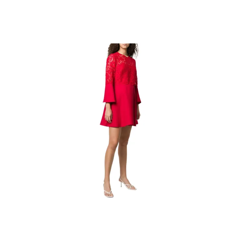 Valentino Long-Sleeved Dresses Women's Red-3