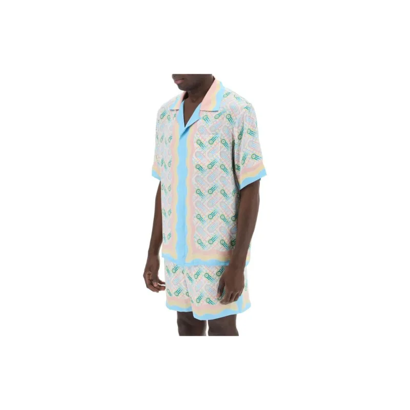 CASABLANCA Cuban Collar Short Sleeve Shirt 'Ping Pong Print'-2