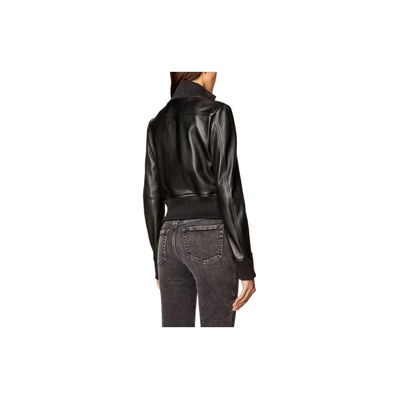 DIESEL L Hung Logo embossed Leather Jacket-2