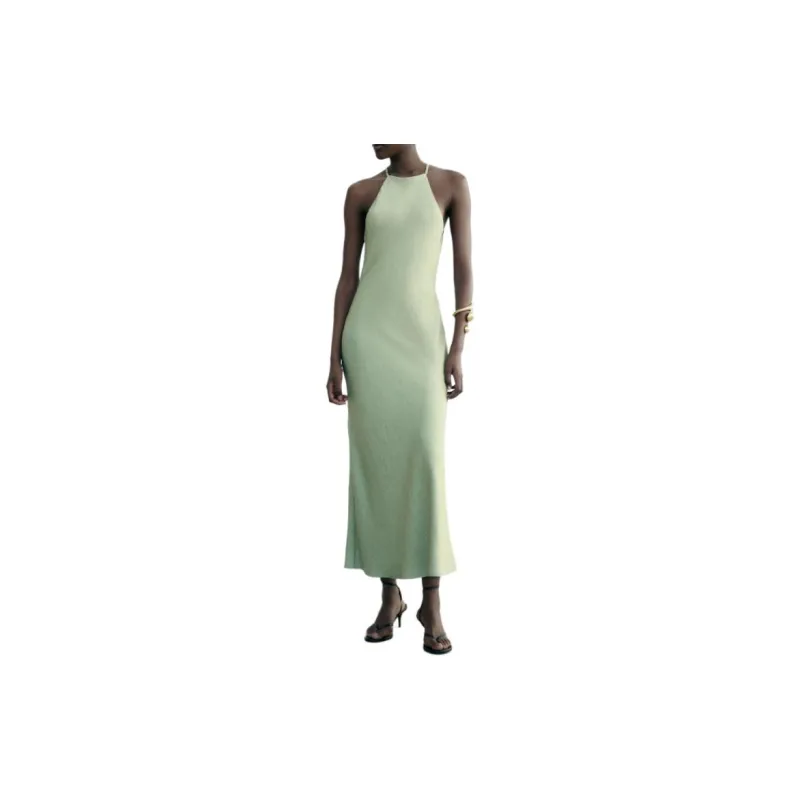 ZARA Slip Dresses Women's Light Green-2