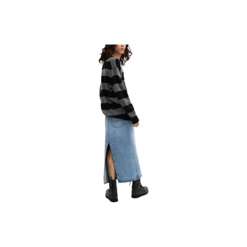 COACH FW23 Denim Long Skirt Women's Blue-5