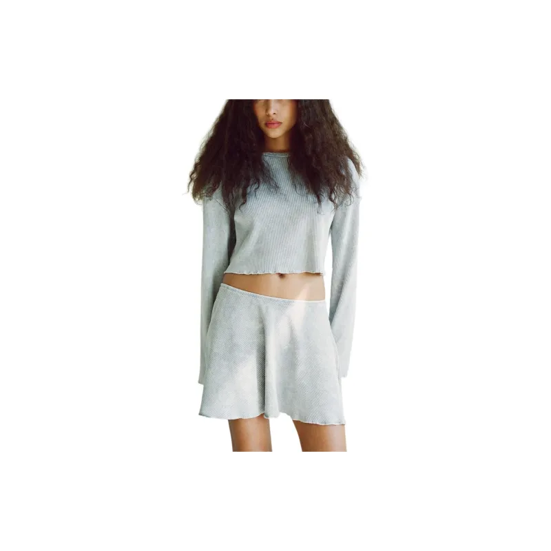 ZARA Casual Short Skirts Women's Ice White-3