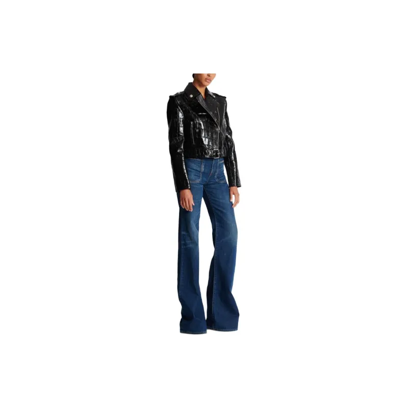 BALMAIN Polished finish Biker Jacket-4