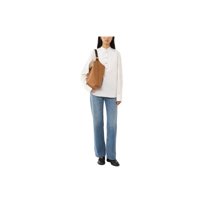 Chloé Band Collar Long-Sleeved Shirt-1