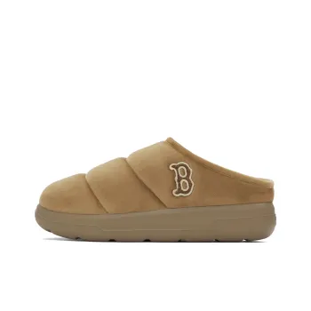MLB Boston Red Sox Abrasion Resistant Slip Resistant Platform Height Increasing Fleece Lined Mules Unisex Dark Camel