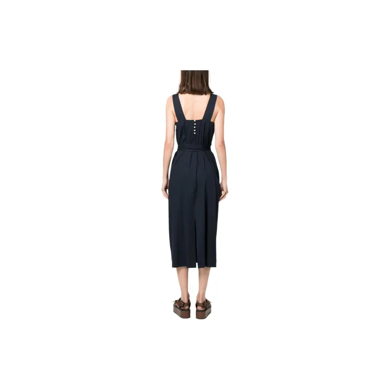 VINCE Belted Square neck Midi Dress-2