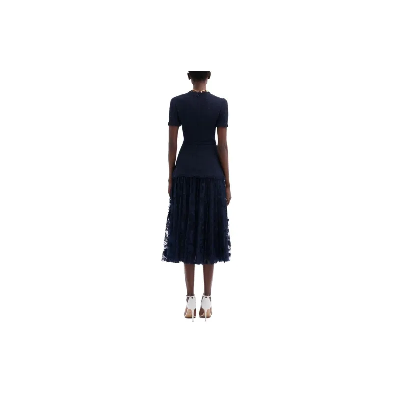 OSCAR DE LA RENTA SS24 Short-Sleeved Dresses Women's Navy-2