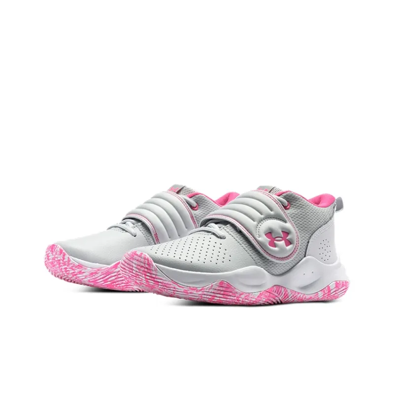 Under Armour UA Zone BB Mid-Top Performance Basketball Shoes Gray Pink Teenagers-2