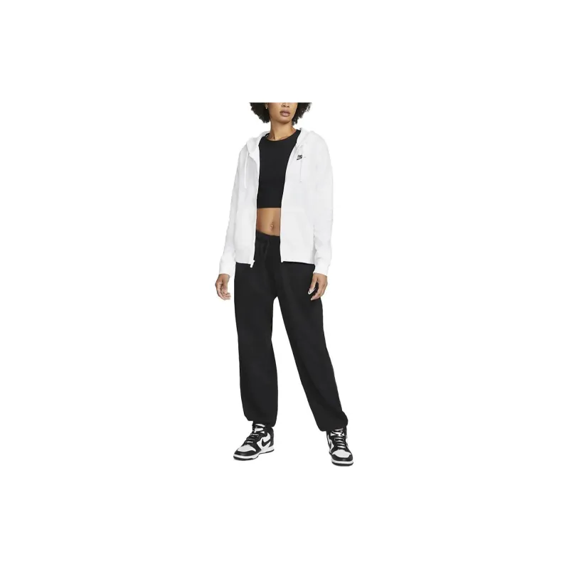 Nike Sportswear Women's Club Fleece Full Zip Hoodie White/Black-1