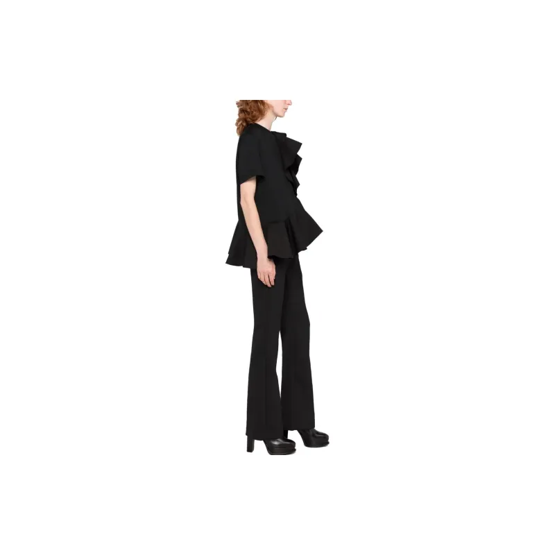 Alexander McQueen Asymmetric Ruffled Crewneck Top-3
