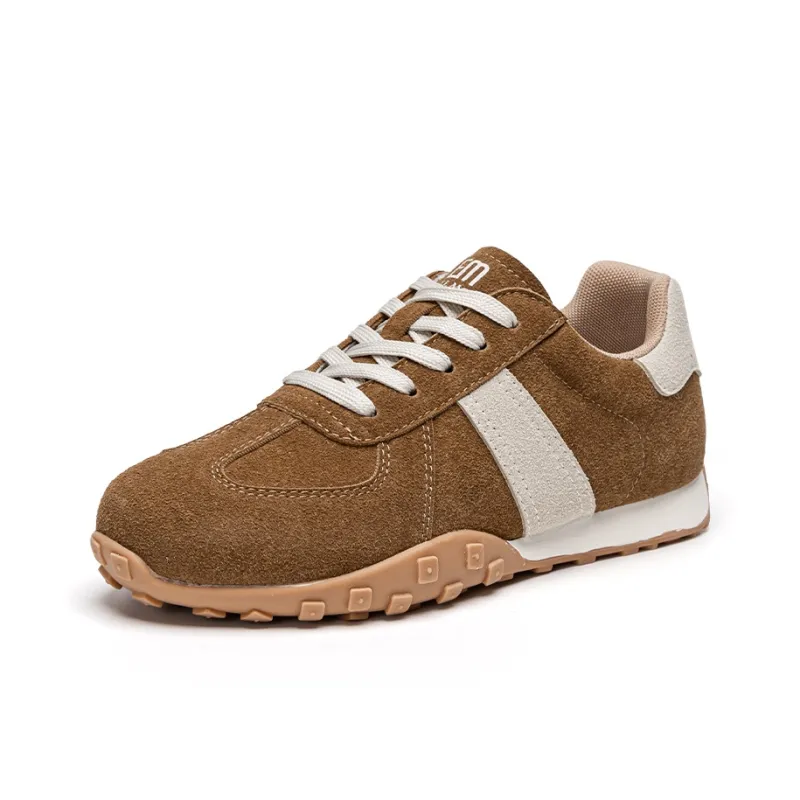 EXULL Q Soft Soled Vintage German Army Trainers Wear Resistant Slip Resistant Low Top Casual Shoes Women's Camel-1