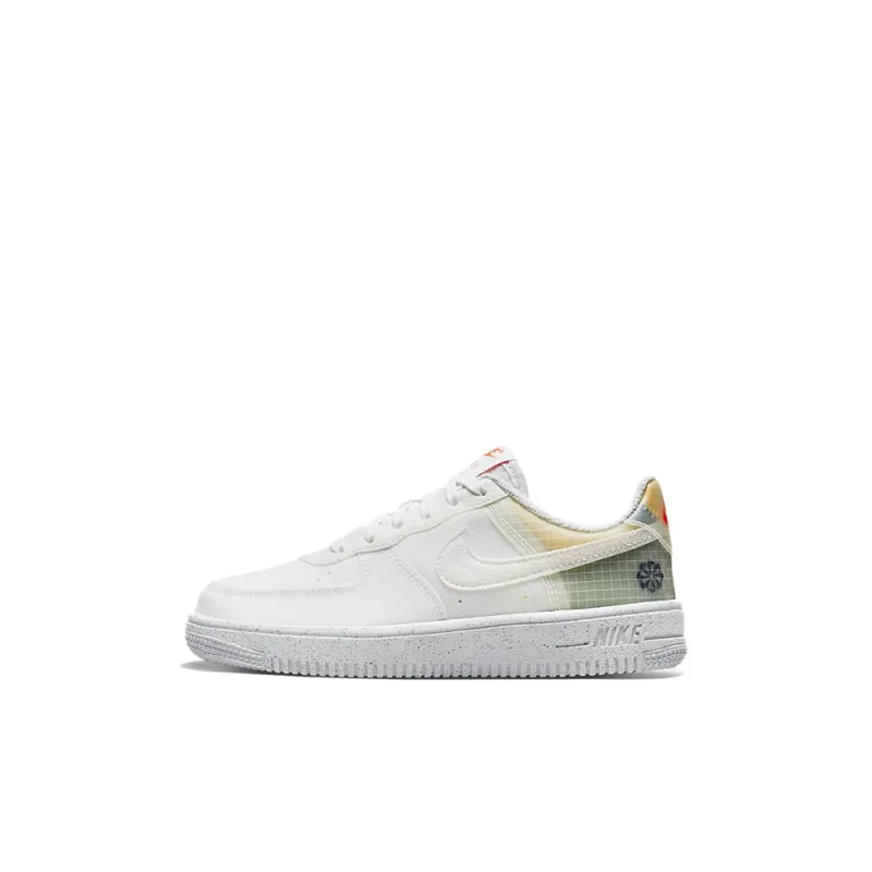 Nike Air Force 1 Carter Wear-Resistant Slip-Resistant Low-Top Skateboard Shoes White Orange Children Aged 3-7 Years Old-0