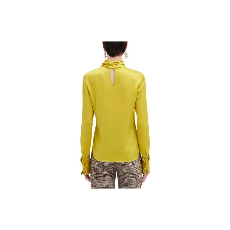 Oscar De La Renta Mock Neck Satin Blouse-2