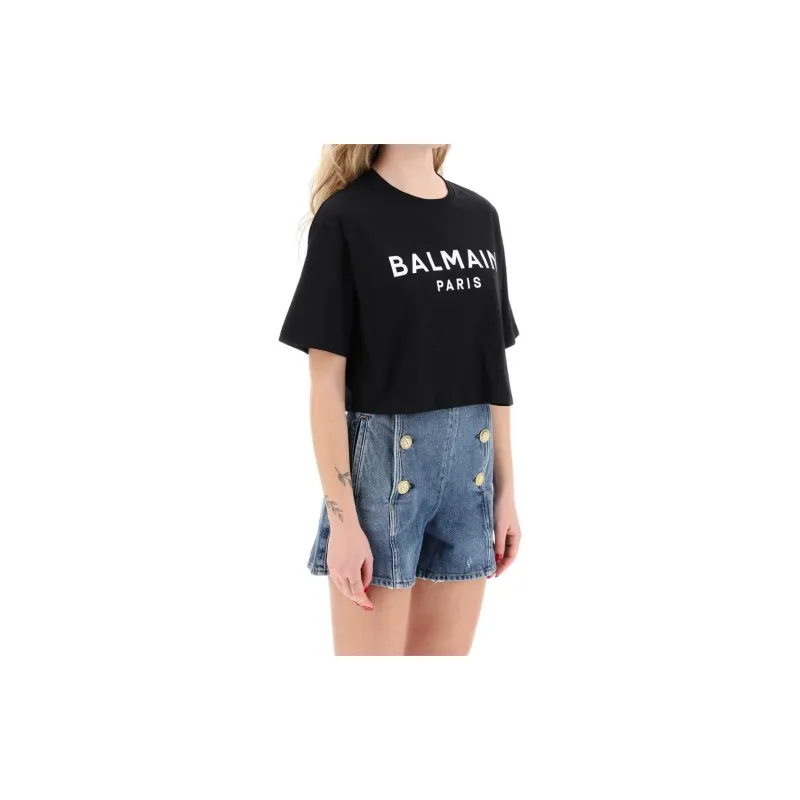 BALMAIN Cropped Logo T shirt-2