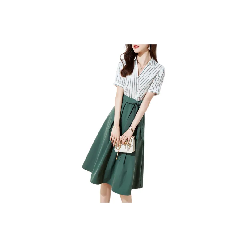 Mo Han Yi Mei Short Sleeved Dress Women's Green-1