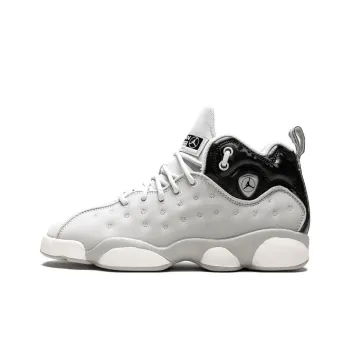 Jordan Jumpman Team II Cushioning Anti-Slip And Wear-Resistant Mid-Top Children's Basketball Shoes Gray Black Teenagers