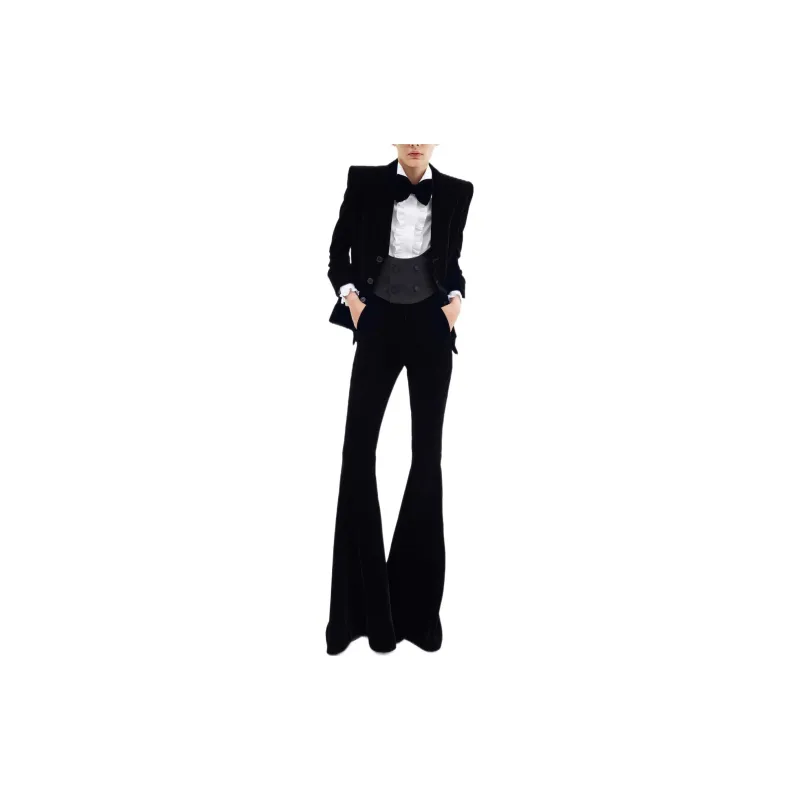 SAINT LAURENT Single-Breasted Tailored Velvet Jacket-2