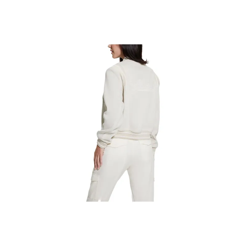 GUESS Signature Flight Jacket Jackets Coats Women's White-2