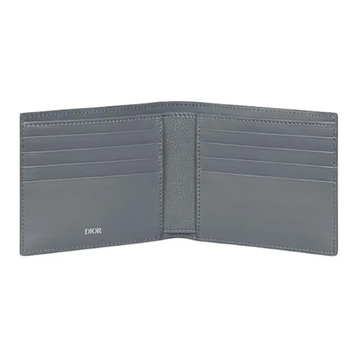 DIOR Calfskin Wallet Women's Dark Gray-3