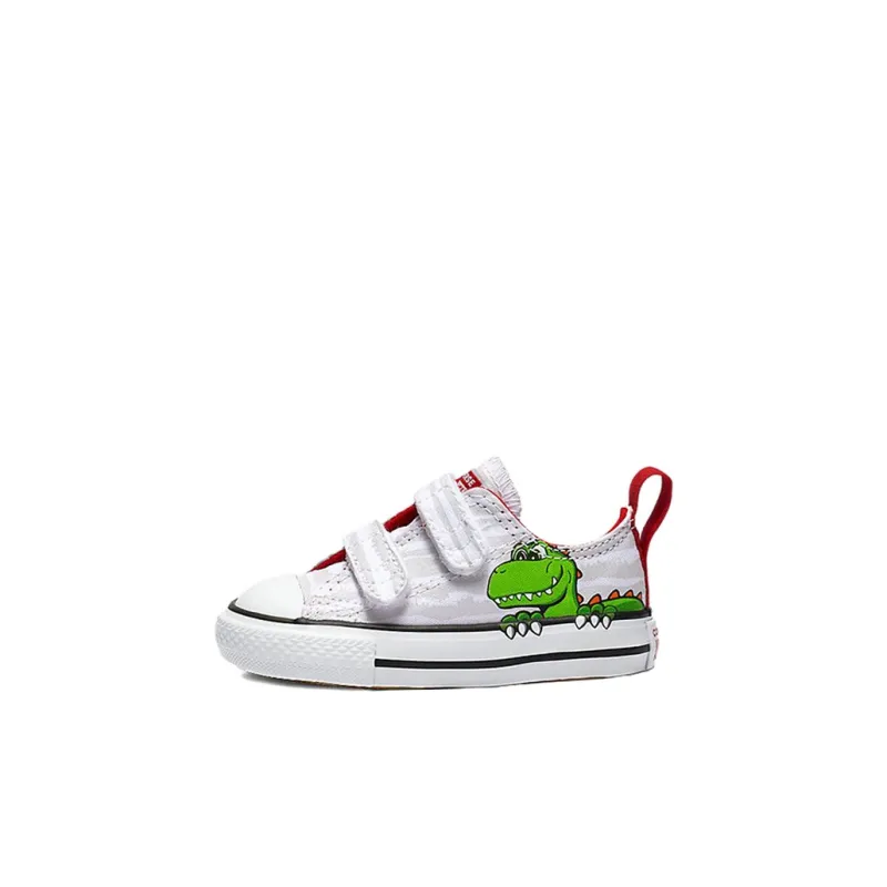 Converse All Star 2V Huck Taylor OX Anti Slip Wear Resistant Low Top Toddler Shoes White Green Infant And Toddler-0