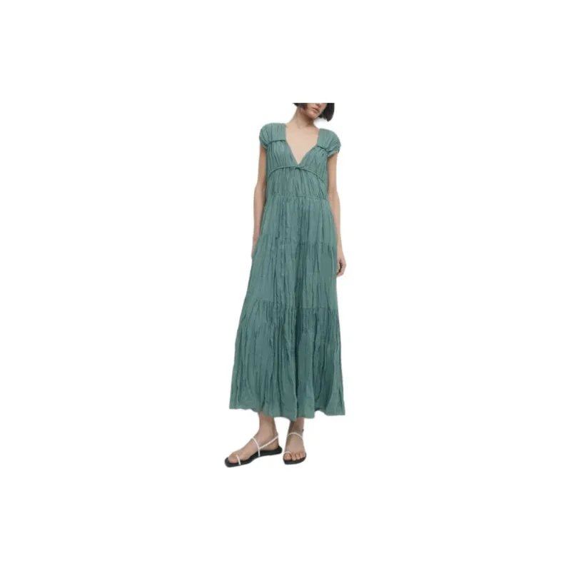 Massimo Dutti Sleeveless Dress Women's Blue Green-2