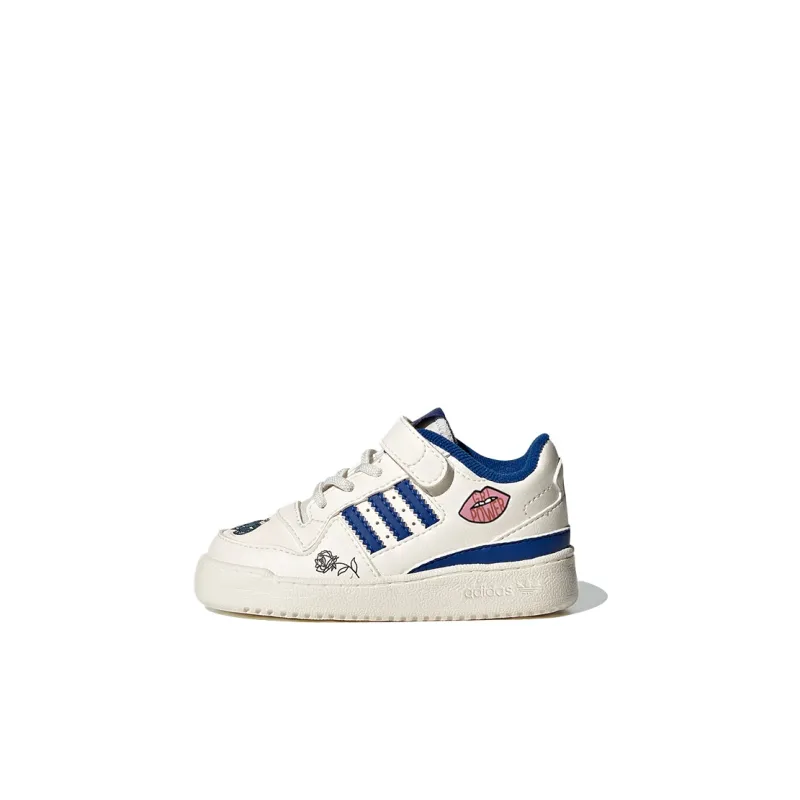 Adidas Originals FORUM Low El I Slip Resistant Low Top Toddler Shoes White Blue Infant And Toddler-0