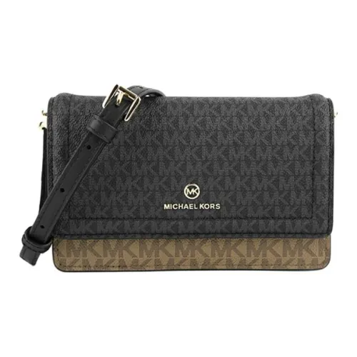 MICHAEL KORS Jet Set Coated Canvas Crossbody Bag Shoulder Bag Small Size Women's Black & Brown