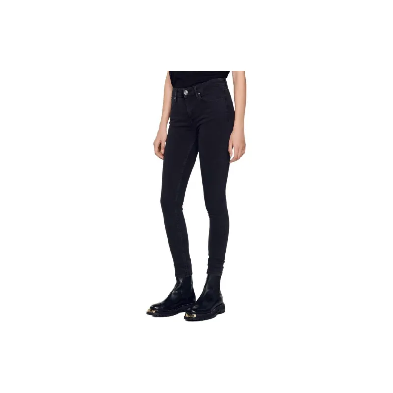 Sandro Slim Jeans With Regular Waist Jeans Women's Black-5