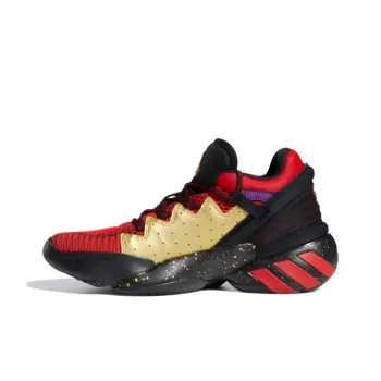 Adidas D.O.N. Issue #2 J Mitchell Breathable Low Top Basketball Shoes Black Red Gold Teenagers