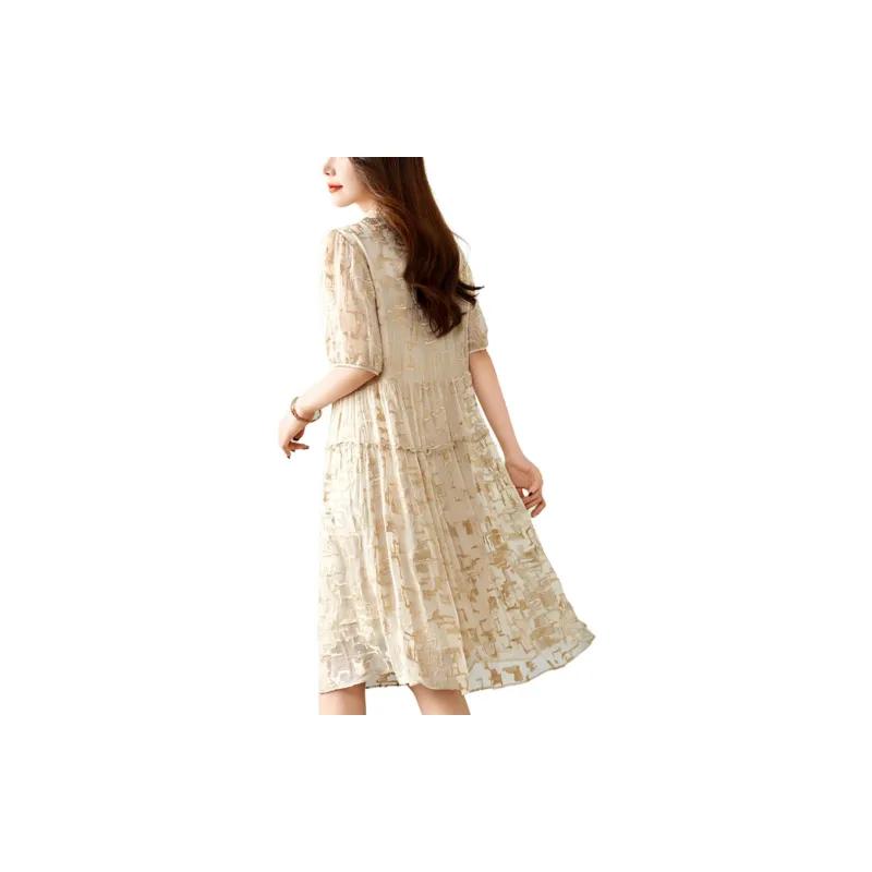 Yi Mengyuan Heavyweight Mulberry Silk Short Sleeved Dress Women's-5