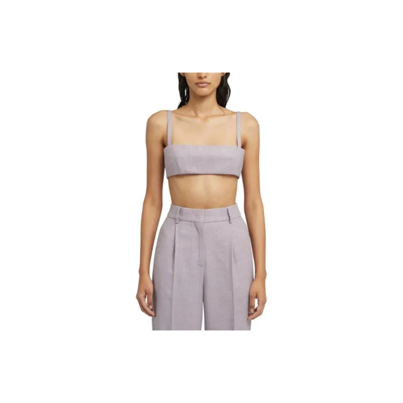MSGM Mini Top With Shiny Pinstriped Wool Workmanship Camisole Women's Purple-1