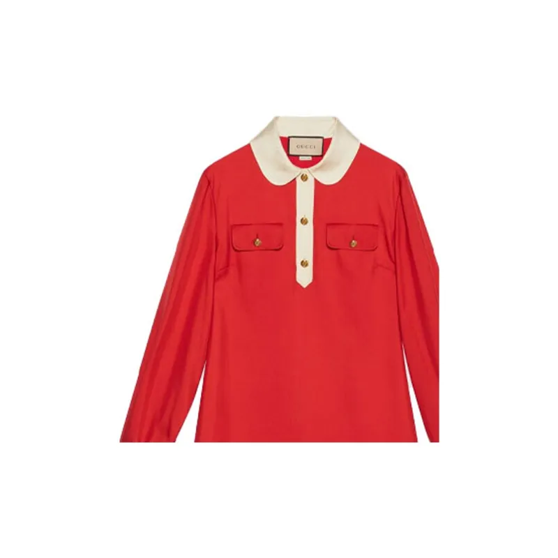 GUCCI SS22 Long Sleeved Dress Women's Red-2