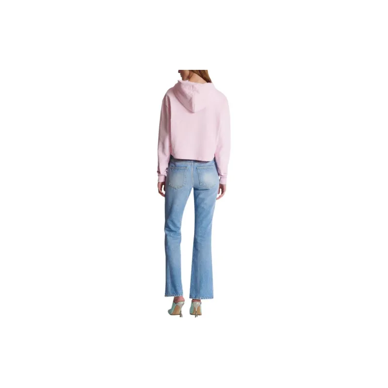 BALMAIN Flocked Logo Cropped Hoodie-2