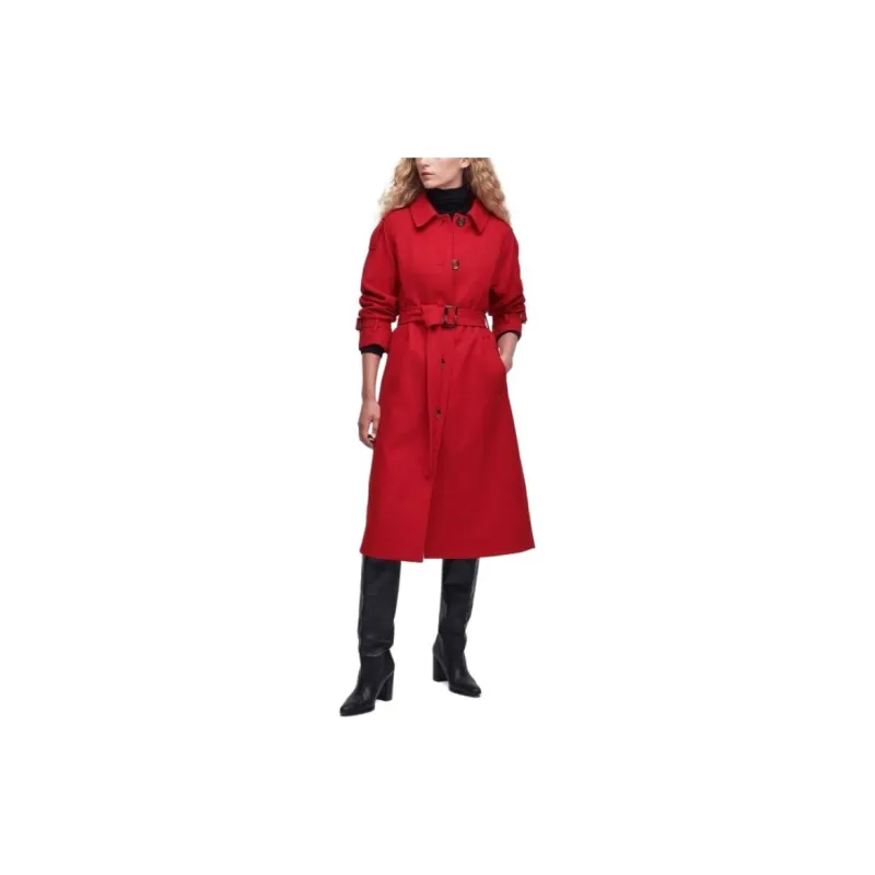 BARBOUR Barbour Alberta Wool Trench Coat Trench Coat Women's Red-1