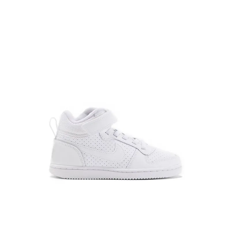 Nike Court Borough Abrasion Resistant Slip Resistant Support Mid Top Skateboard Shoes White Children Aged 3 7 Years Old-1