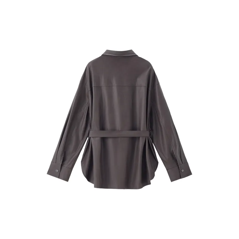 UNIQLO Leather Jackets Women's 87 Coffee-1