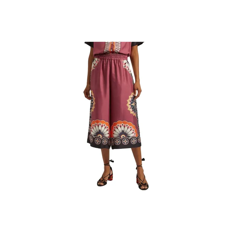 La DOUBLEJ. Geometric pattern Cropped Silk Trousers-2