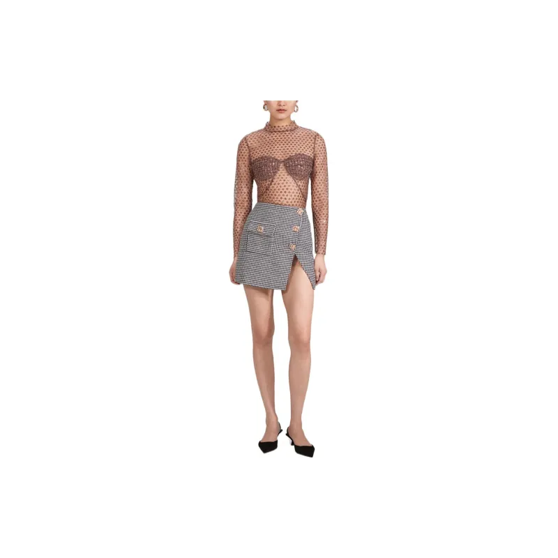Self portrait Casual Short Skirts Women's Gray-3