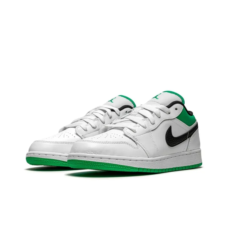 Jordan 1 Low White Lucky Green Tumbled Leather GS-1