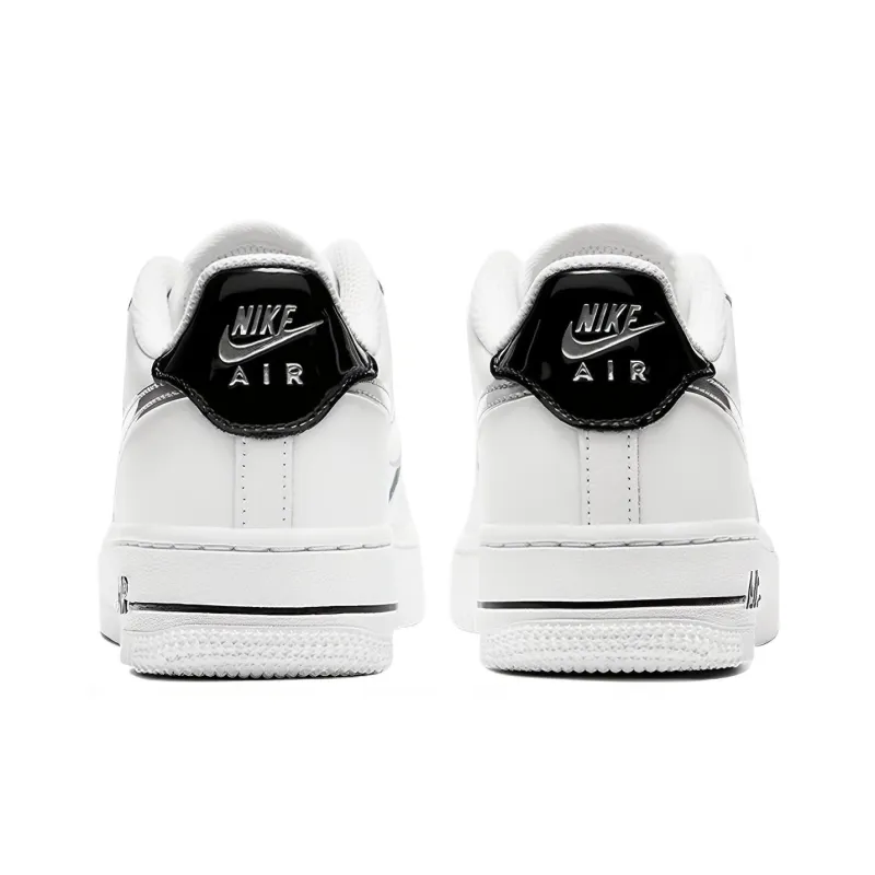 Nike Air Force 1 Low White Black Metallic Silver GS-3