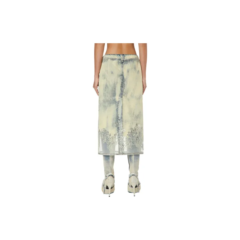 DIESEL Denim Long Skirts Women's Blue-2