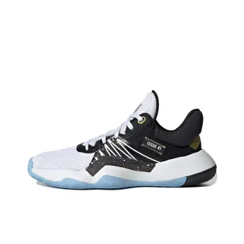 Adidas D.O.N. Issue #1 J Mitchell Slip Resistant Cushioning Low Top Performance Basketball Shoes Black White Teenagers