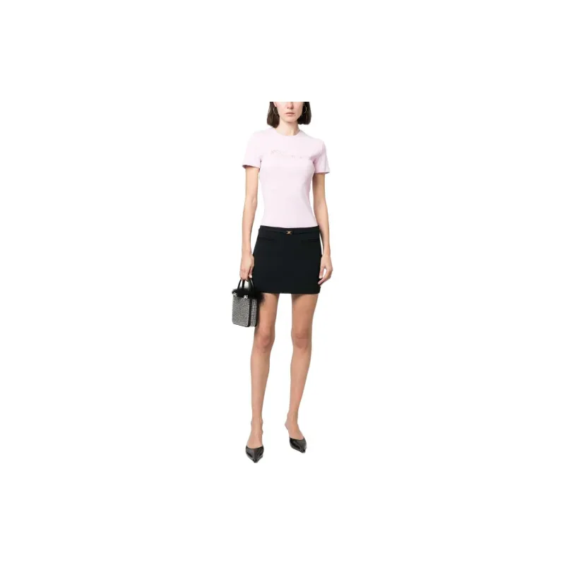 Blumarine Logo Embroidered Crewneck Knitted T Shirt-1