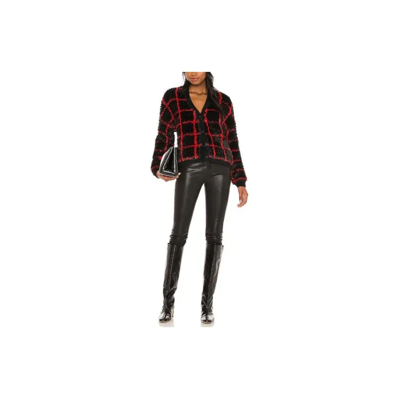Rta Ella Checked Textured Cardigan-2